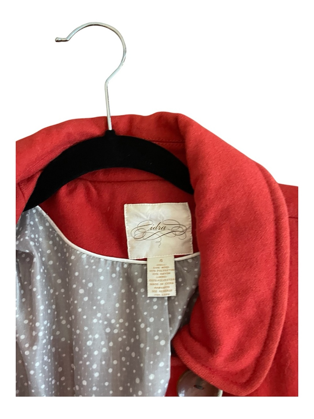 Red Button-Front Coat Jacket - Picture 4 of 4